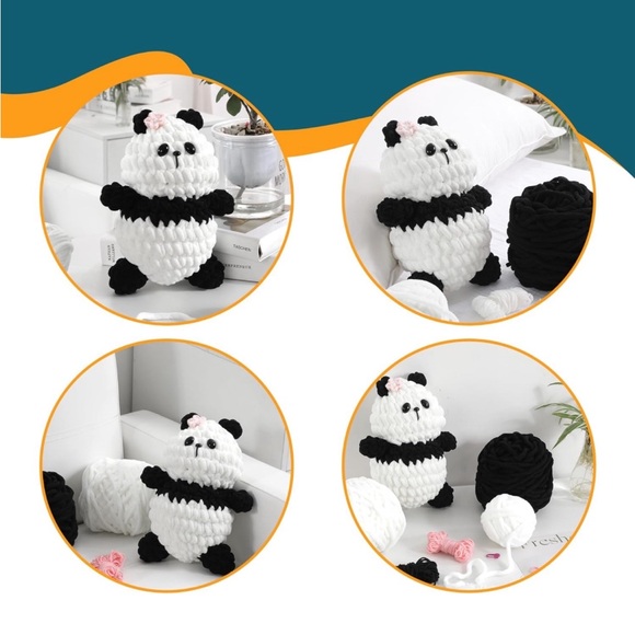 Large Size Chenille Panda 🐼Crochet 🧶 Kit for Beginners - Picture 7 of 10